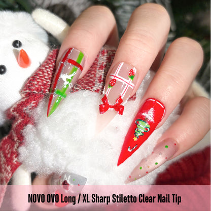 Long XL Clear Sharp Stiletto Nail Tips 224