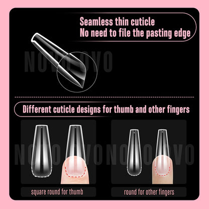 L Natural Thick Coffin Nail Tips