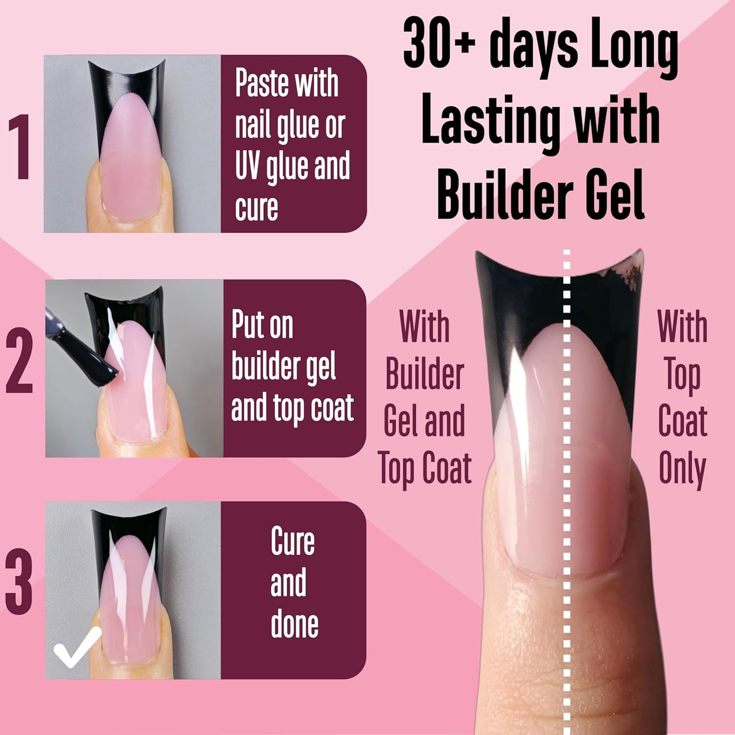 Halloween Black Duck Nails Medium Black French Tip