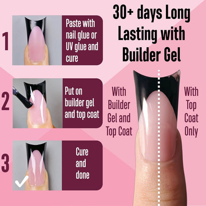 Halloween Black Duck Nails Medium Black French Tip