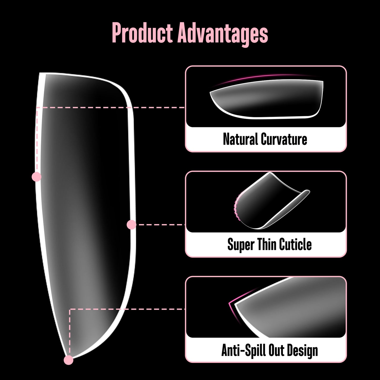 Nail Tips for Men Short Square Round