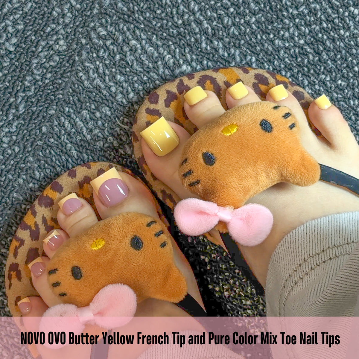Butter Yellow French Tip and Pure Color Mix Toe Nail Tips 180