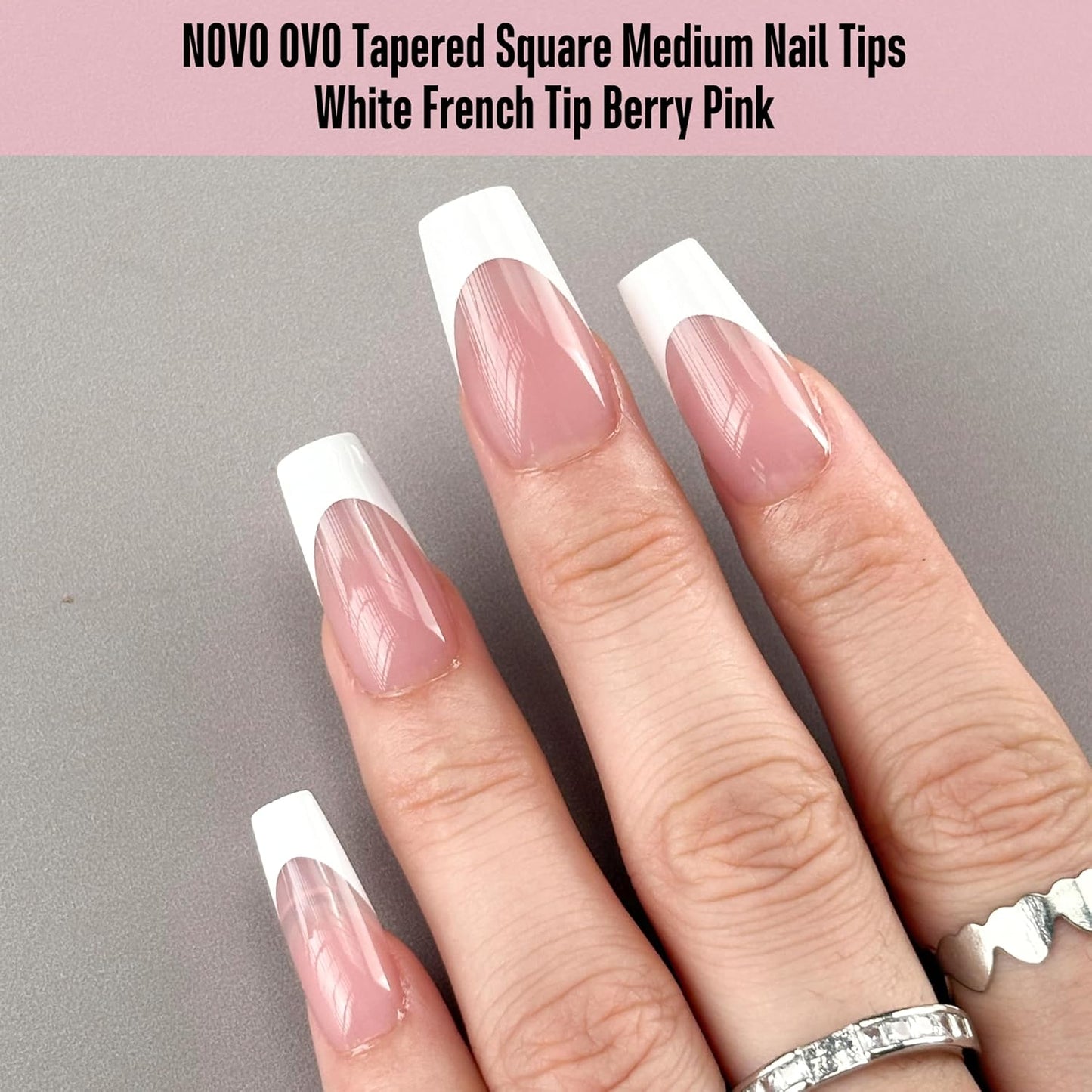 Coffin Medium White French Tip Berry Pink