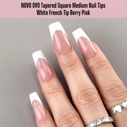 Coffin Medium White French Tip Berry Pink