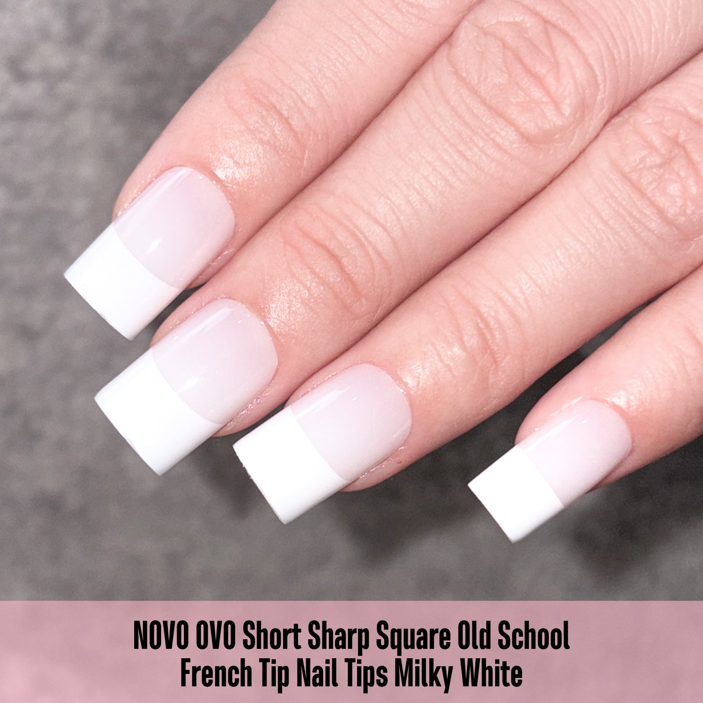 Short Sharp Square Nail Tips Wide White French Tip Milky White