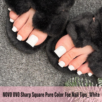 Sharp Square Pure Color Toe Nail Tips Milky White 240