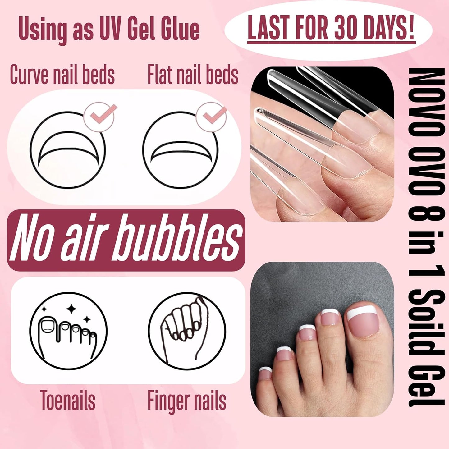 8 in 1 Non-Sticky Solid Nail Gel Glue 20ml