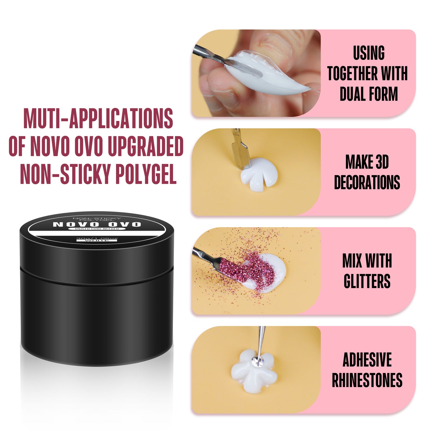 NOVO OVO Upgraded NON-STICKY Polygel Solution Procedure Set