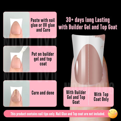 Short Duck Nails White French Tip Brown Pink