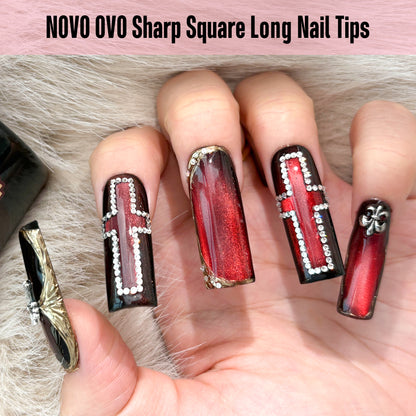 Long Sharp Square Clear Nail Tips 360