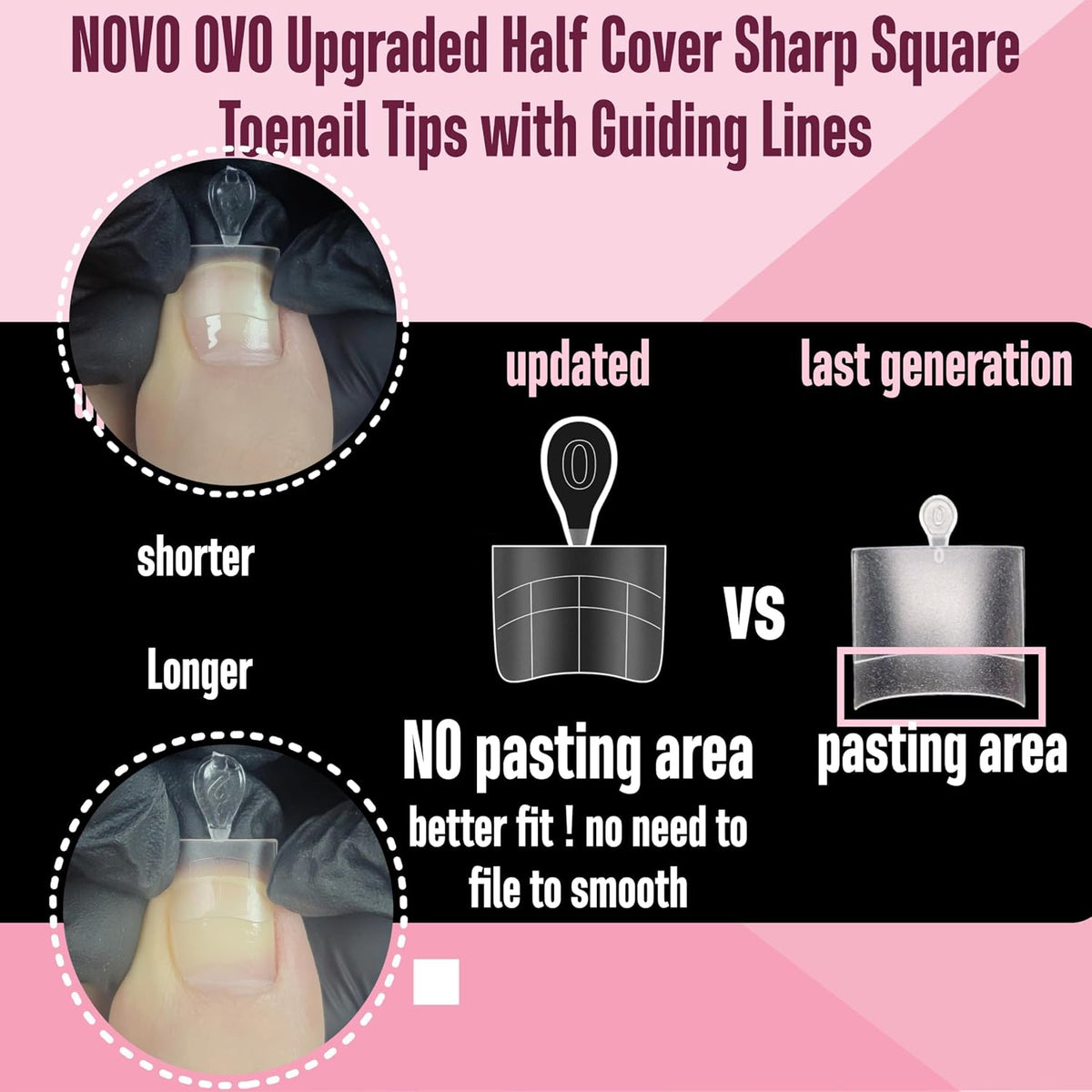 Square Toe Nail Tips Half Cover Meidum 240