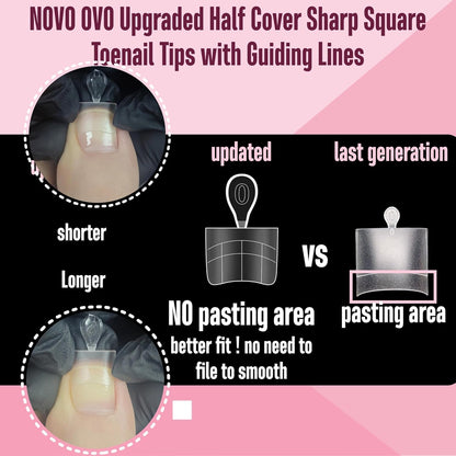 Square Toe Nail Tips Half Cover Meidum 240