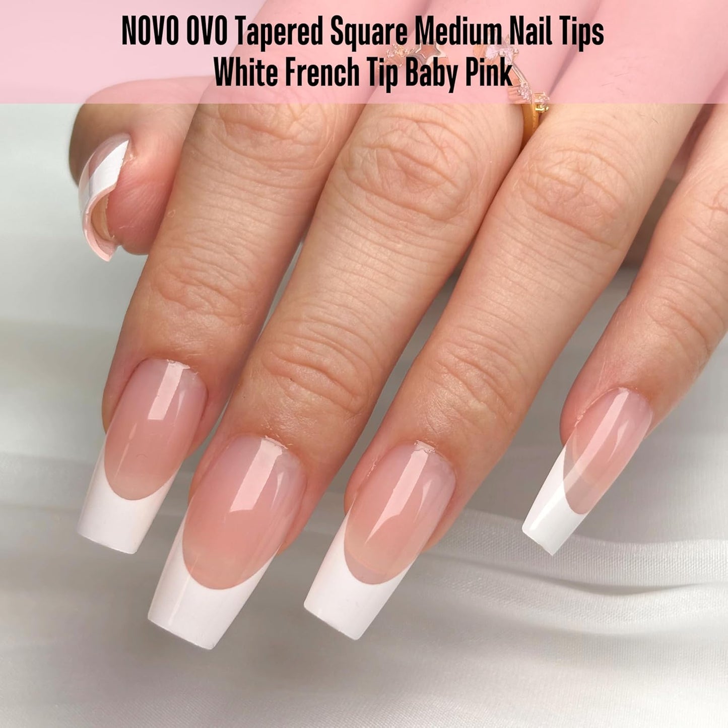 Coffin Medium White French Tip Baby Pink