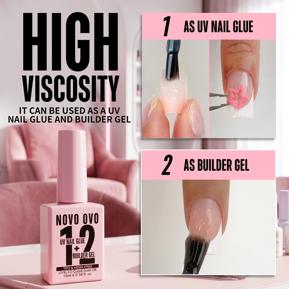 UV nail glue (as builder gel)cat eye top coat kit