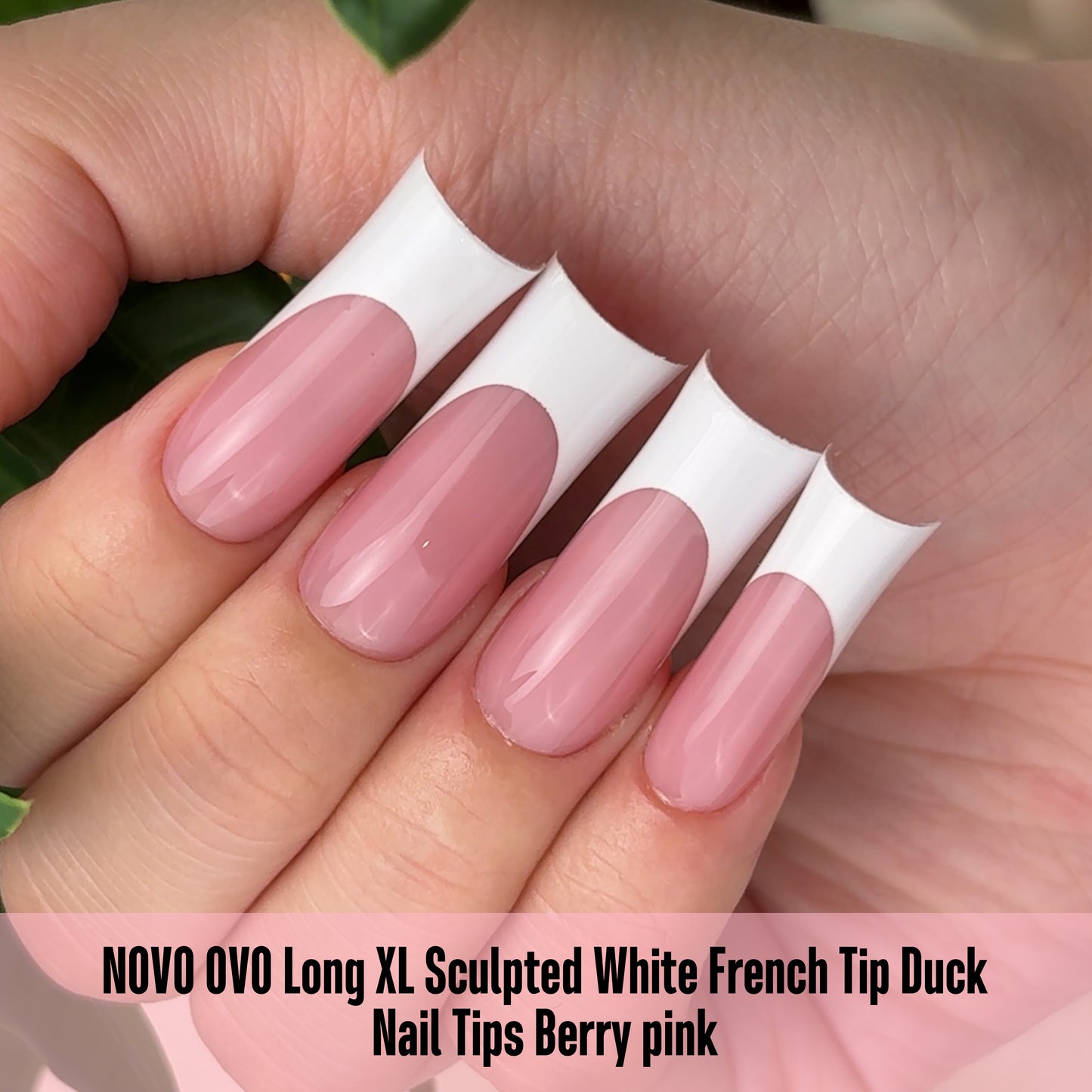 Long XL Sculpted White French Tip Duck Nail Tips