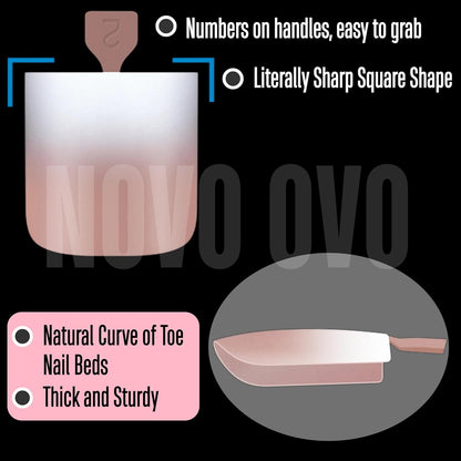 Sharp Square Toe Nail Tips Ombre Brown Pink