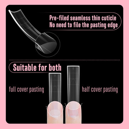 XXL Sharp Square Slightly Curved Nail Tips