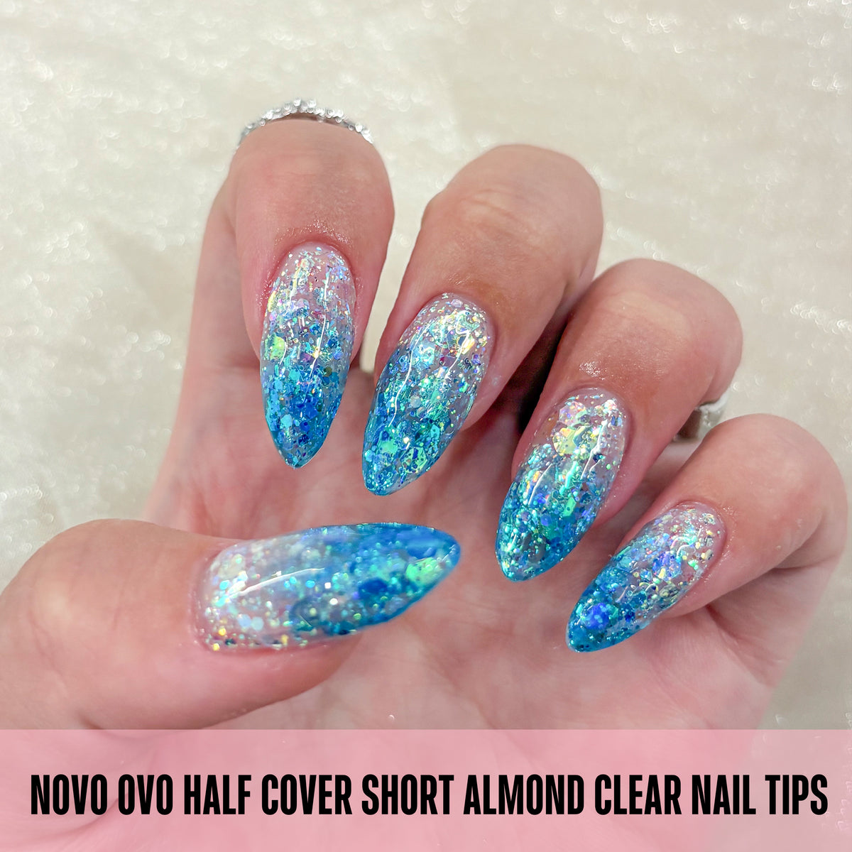 Half Cover Short Almond Clear Nail Tips 224