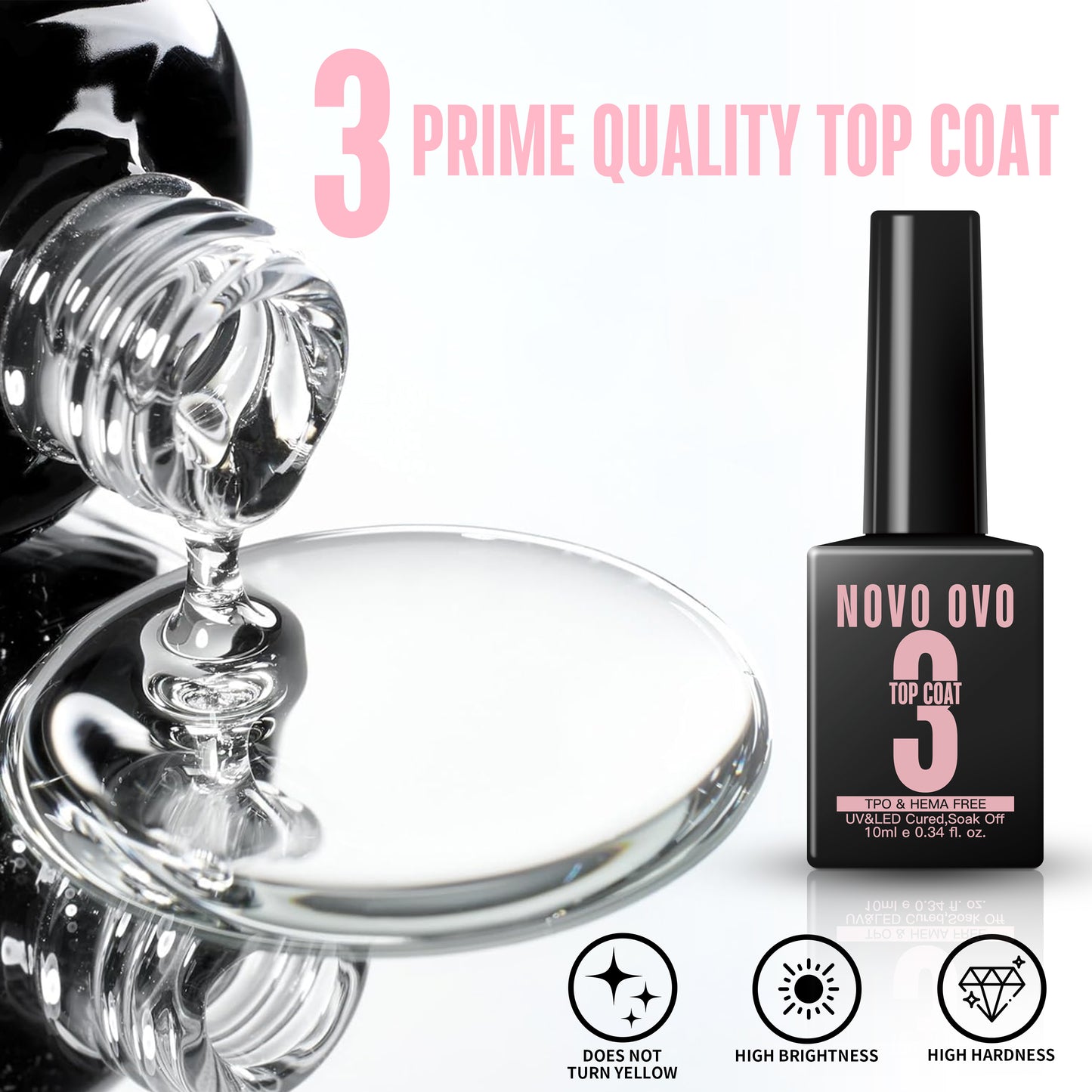 UV Nail Glue and Builder Gel 2 in 1, No Wipe Top Coat Kit, HEMA FREE