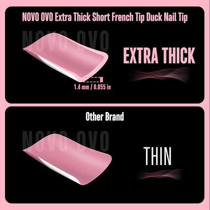Short French Tips Duck Nails Berry Pink