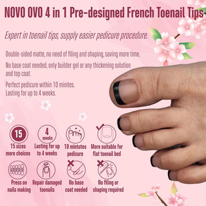 Black French Tip Toenails Brown Pink 15 Sizes 360 Pcs