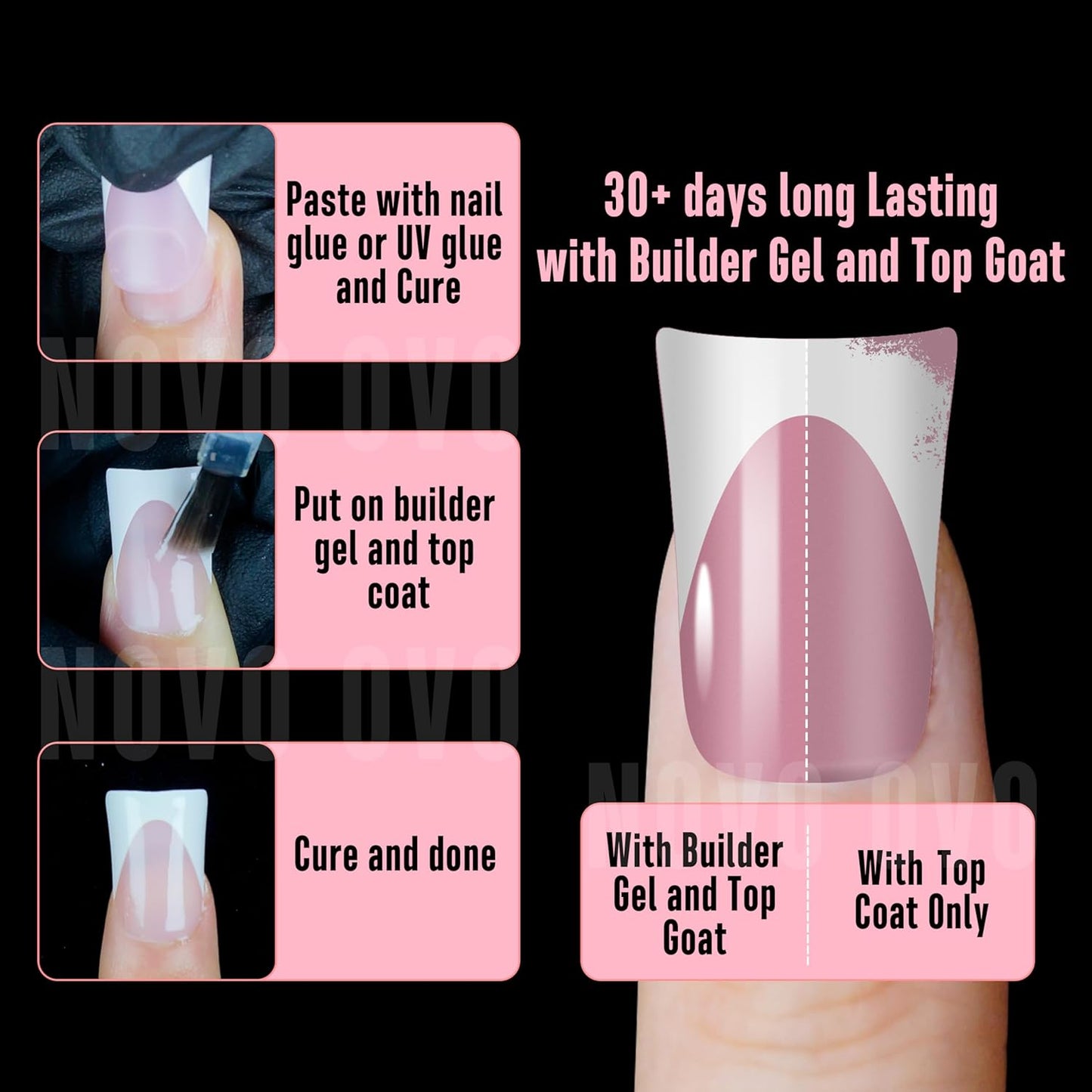 Duck Nails French Tip Berry Pink 12 Sizes 240 Pcs