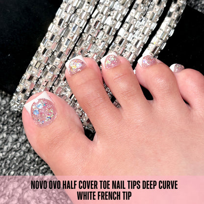 Half Cover Toe Nail Tips Deep Curve White French Tip