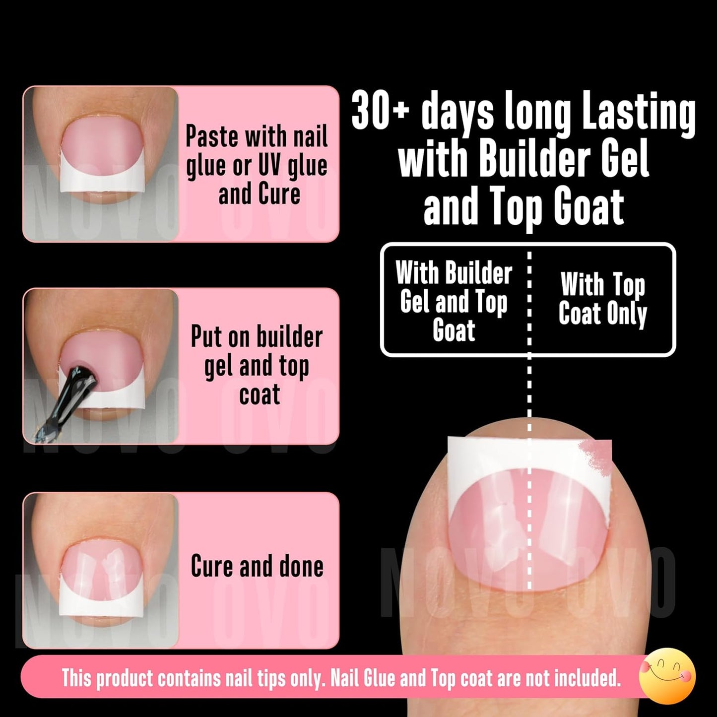 Extra Short Sharp Square Toe Nail Tips White French Tip Berry Pink