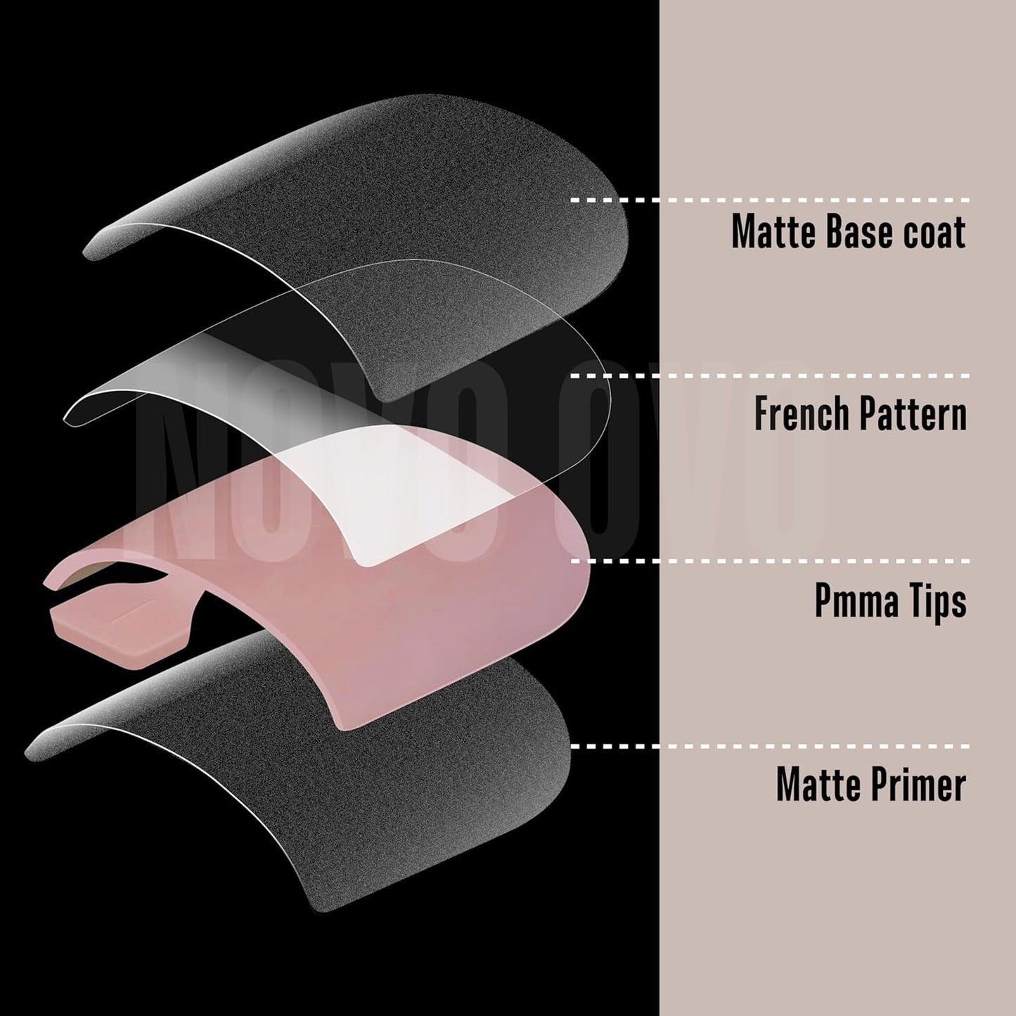 Sharp Square Toe Nail Tips Baby Pink 8 Mix Color