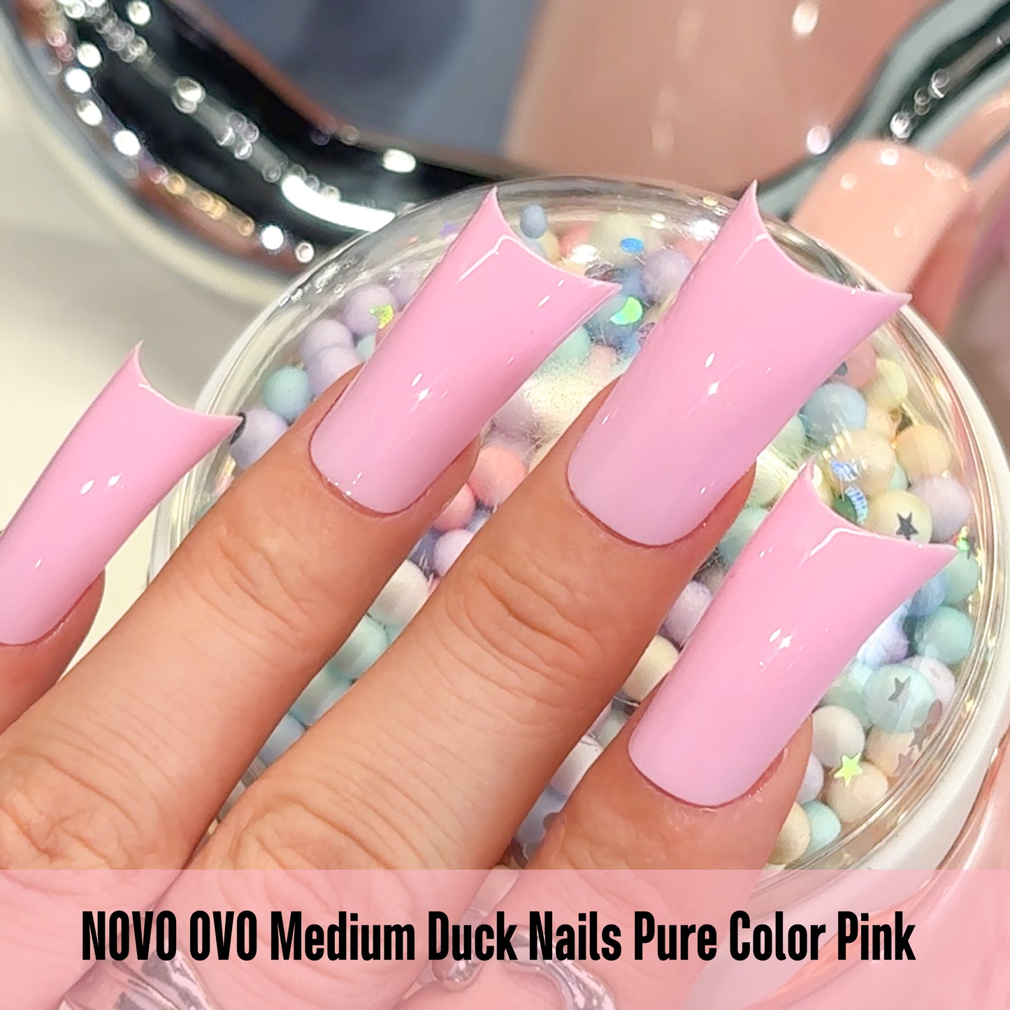 Medium Duck Nails Pure Color Pink