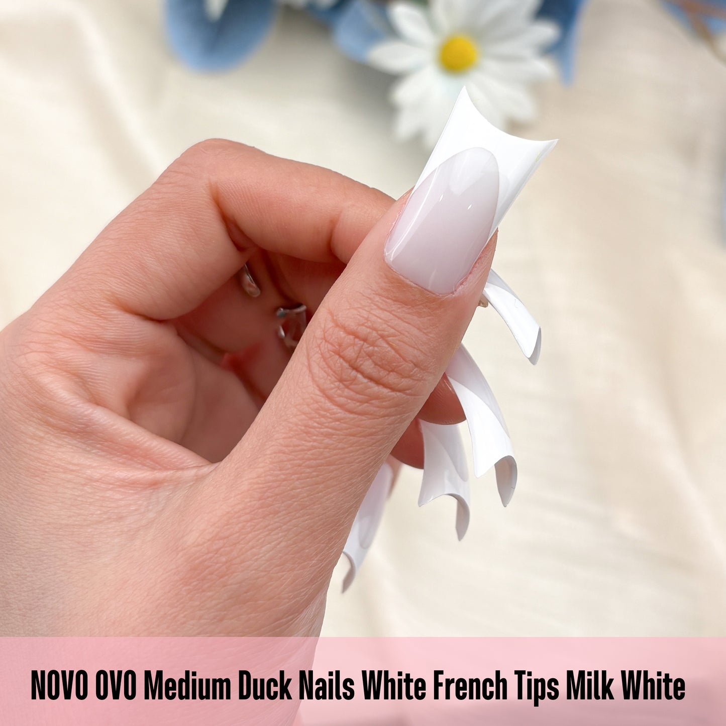 Medium Duck Nails White French Tips Milk White
