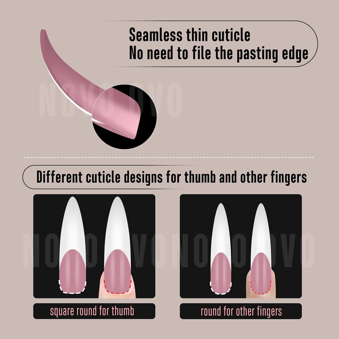Halloween XXL Curved Stiletto Almond French Tip Nail Tips
