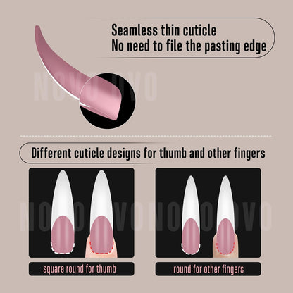 Halloween XXL Curved Stiletto Almond French Tip Nail Tips