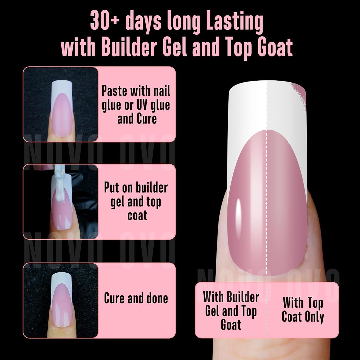 M Curved Square Nail Tip White French Tips Berry Pink
