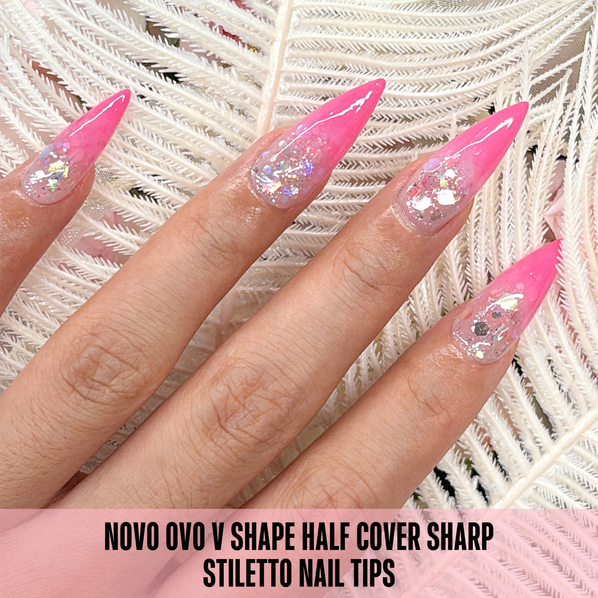 V Shape Half Cover Sharp Stiletto Nail Tips 480