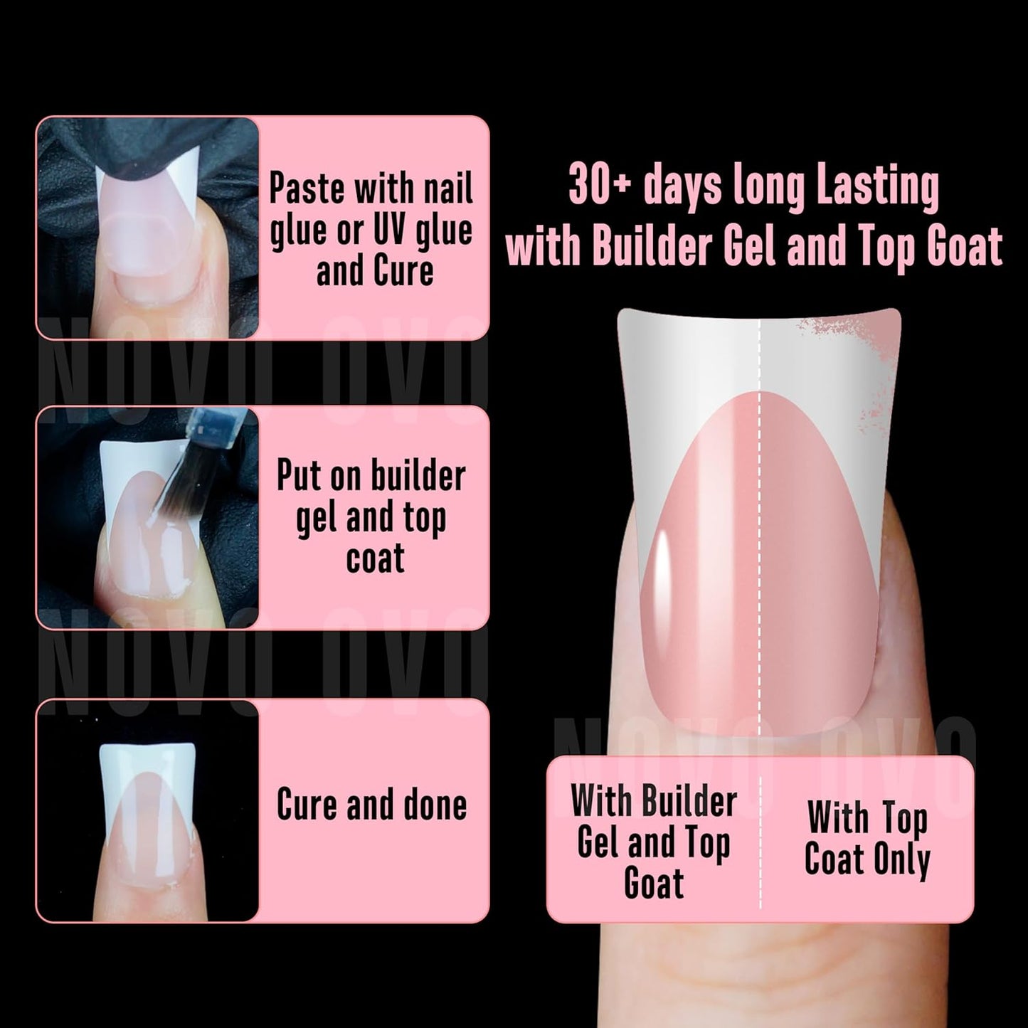 Duck Nails French Tip Baby Pink 12 Sizes 240 Pcs