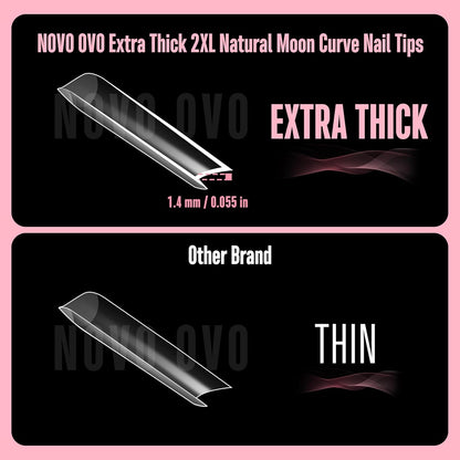 Halloween XXL Square Nail Tips with Sharp Point Moon Curve