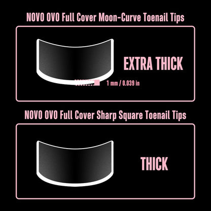 Sharp Square Toe Nail Tips with Moon Curve 15 Sizes 240 Pcs