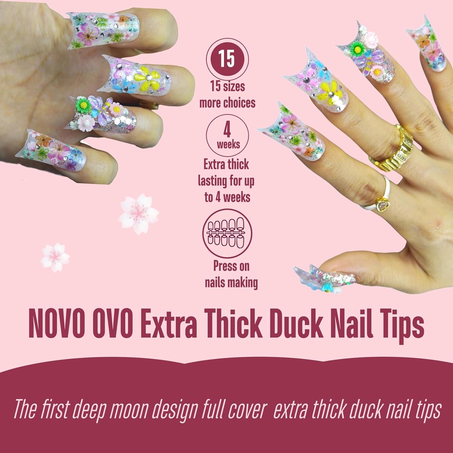 Halloween Extra Thick Duck Nails Medium With Moon Curve