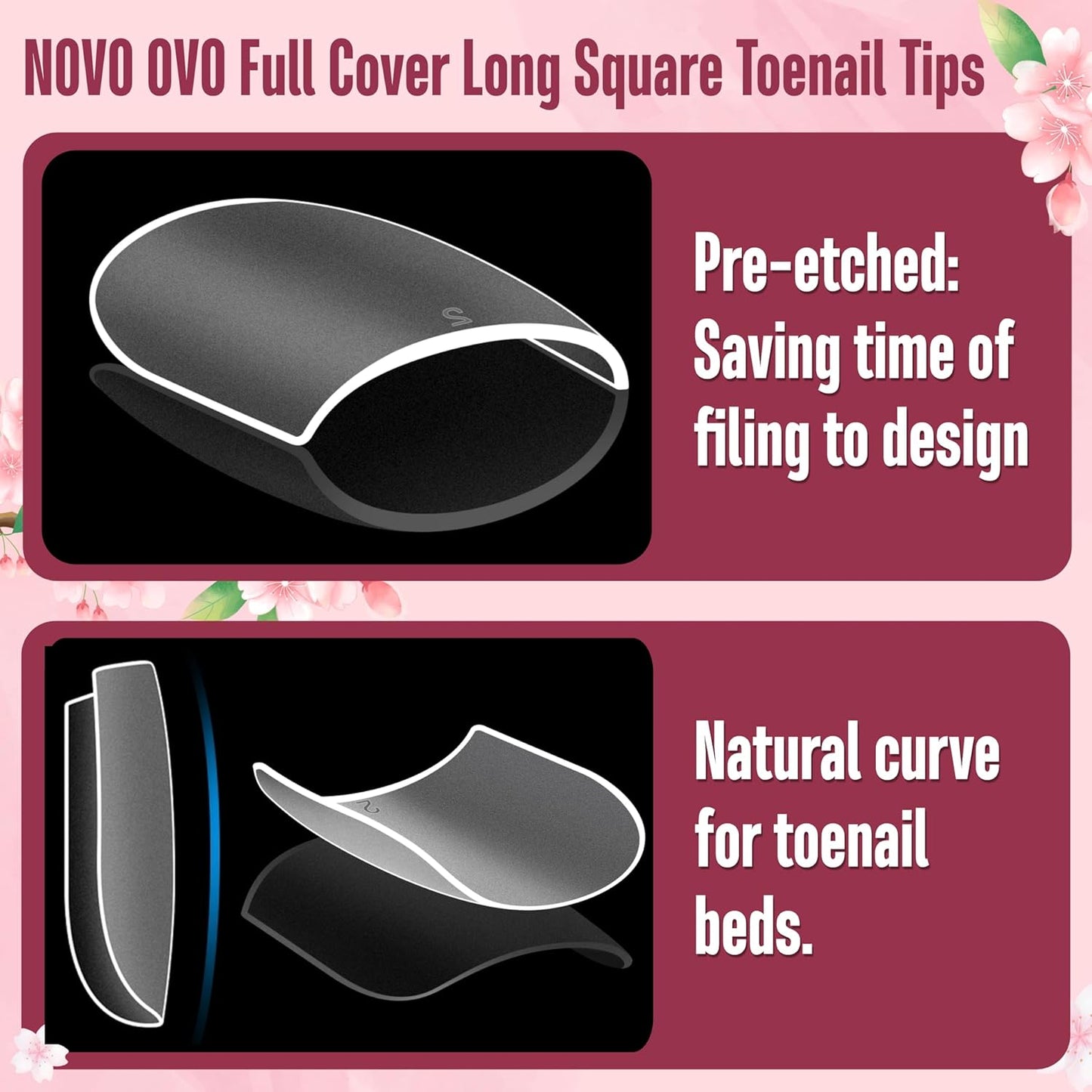 Square Long Toe Nails Clear Matte