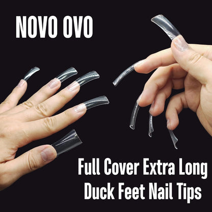 Long Full Cover Duck Nails Clear Medium Box