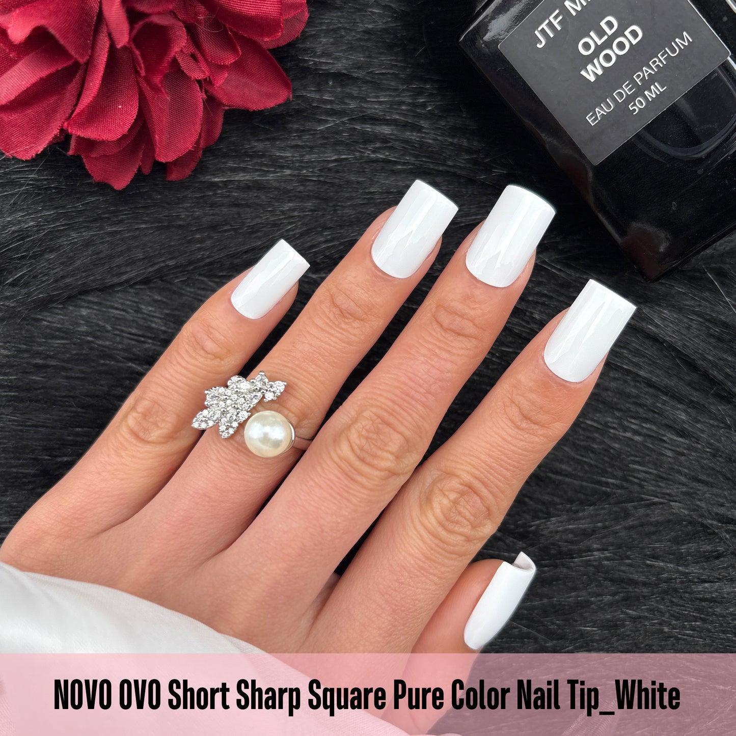 Short Sharp Square Nail Tips Pure Color White