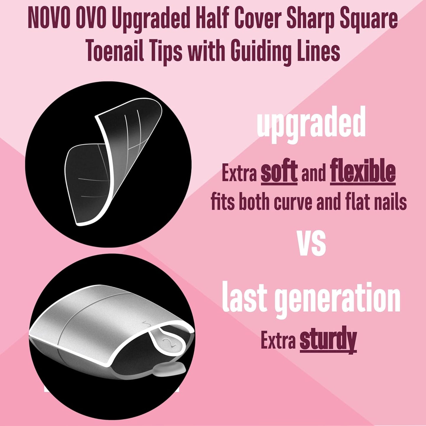 Square Toe Nail Tips Half Cover Meidum