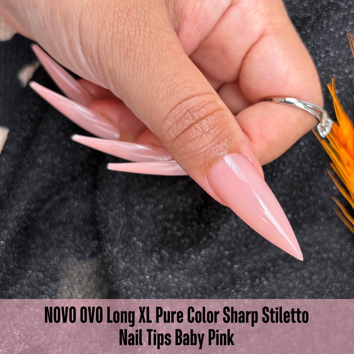 Long XL Pure Color Sharp Stiletto Nail Tips Pink 224