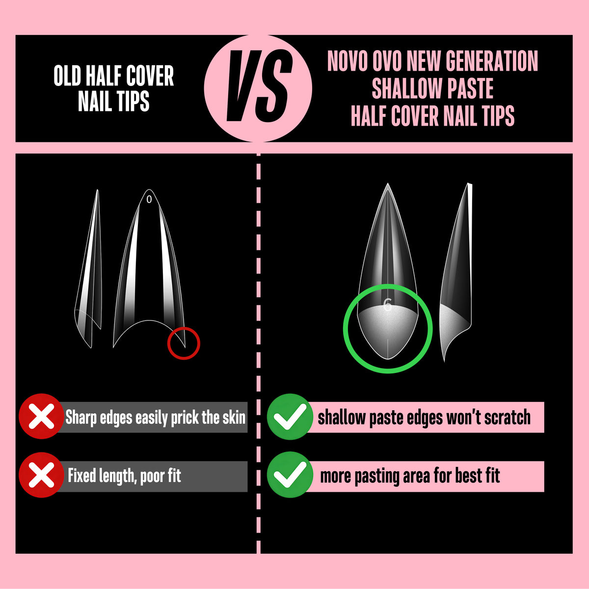 V Shape Half Cover Sharp Stiletto Nail Tips 224