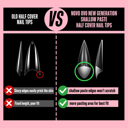 V Shape Half Cover Sharp Stiletto Nail Tips 224