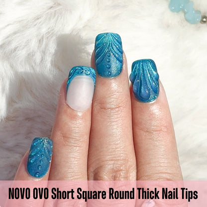 Square Round Short Thick Nail Tips 240