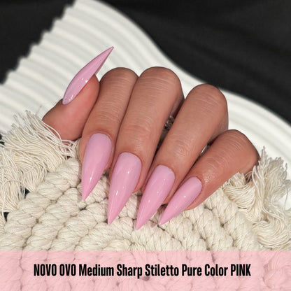 Medium or Long Pure Color Sharp Stiletto Nail Tips Pink