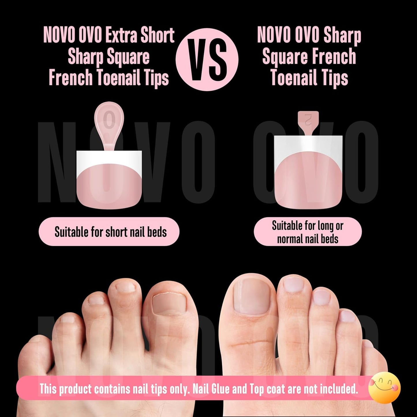 Extra Short Sharp Square Toe Nail Tips White French Tip Baby Pink