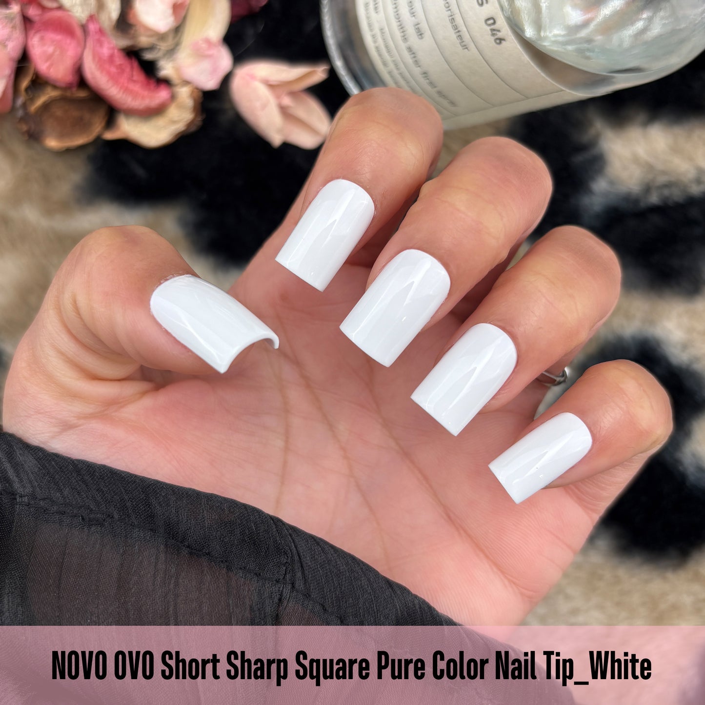 Short Sharp Square Nail Tips Pure Color White